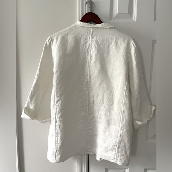 Linda Allard Ellen Tracy Unstructured White Linen Blazer - Picture 6 of 9